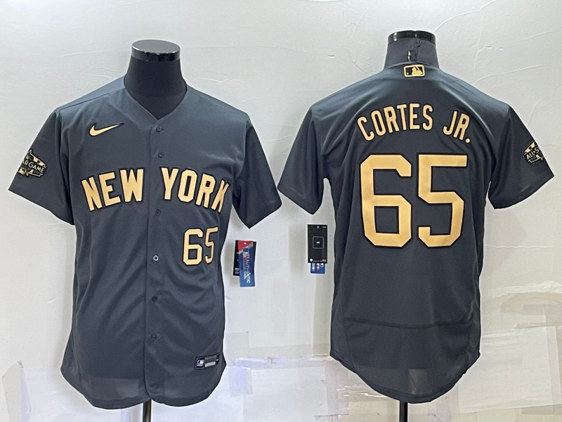 Men's New York Yankees #65 Nestor Cortes Jr. 2022 All-Star Charcoal Flex Base Stitched Baseball Jersey Men's New York Yankees #65 Nestor Cortes Jr. 2022 All-Star Charcoal Flex Base Stitched Baseball Jersey